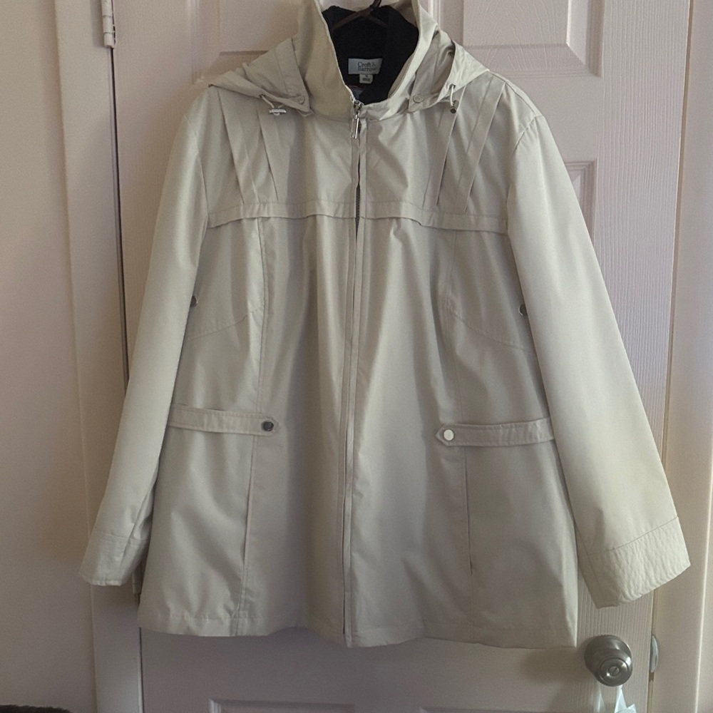 Weather Tamer Light Cream Hooded Trench Coat